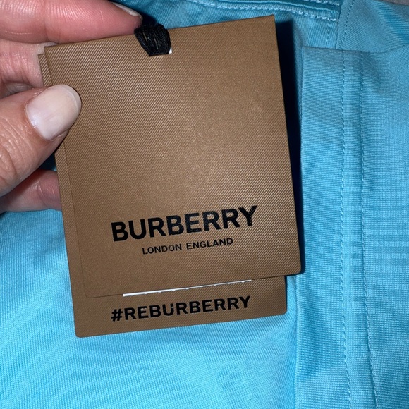 Burberry Light Blue Tee with White Logo - Picture 7 of 8